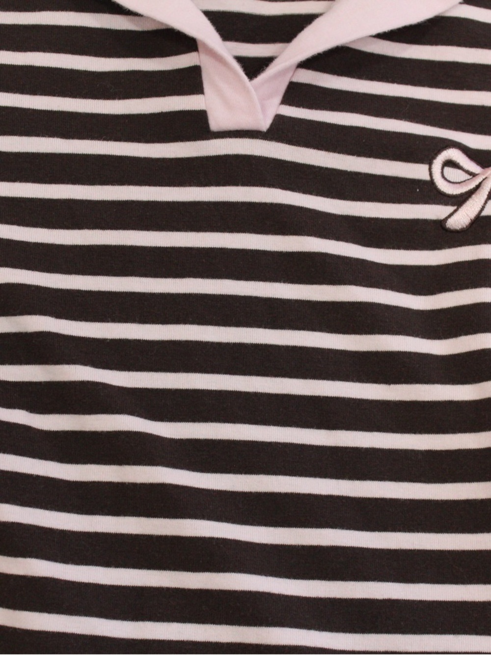 Striped Short Sleeve Tee in Black and Light Pink
